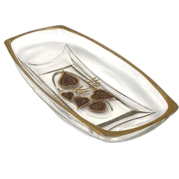 Vintage Georges Briard Candy Dish MCM Hand Painted Copper Brown & Gold Leaf - Picture 8 of 10